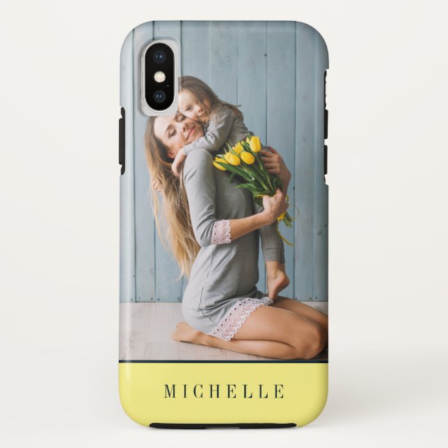 Yellow | Vertical photo monogram personalised Case-Mate iPhone Case (Back)