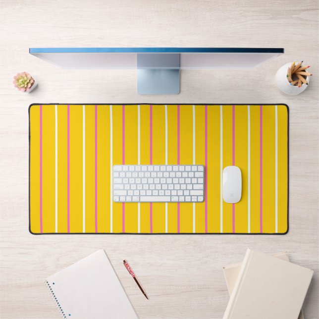 Yellow Vertical Stripe Pattern Desk Mat (Office 1)