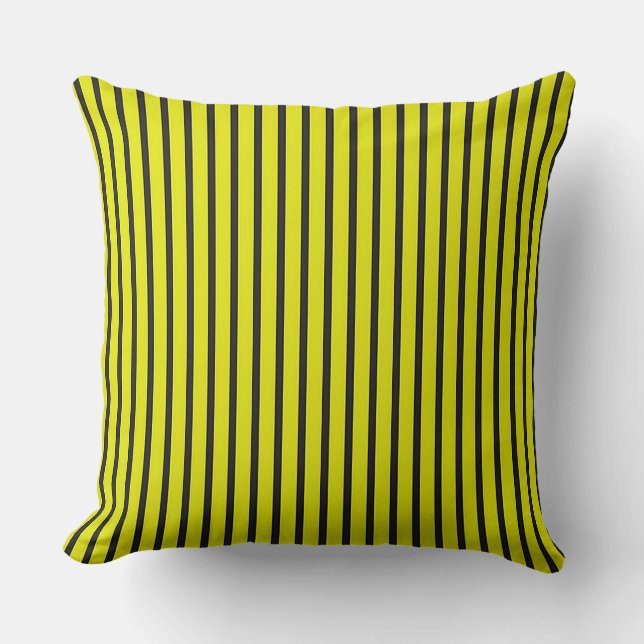 🟨 Yellow Vertical Stripes Modern Home 🟨 Cushion (Front)
