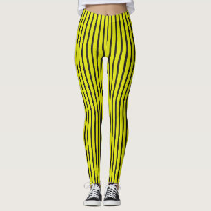 Yellow Vertical stripes pattern Leggings