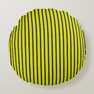 Yellow Vertical stripes pattern Round Cushion