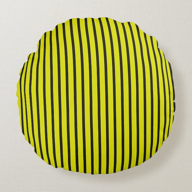 Yellow Vertical stripes pattern Round Cushion (Front)