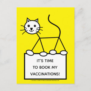 Yellow Vet Surgery Cat Vaccination  Reminder Postcard