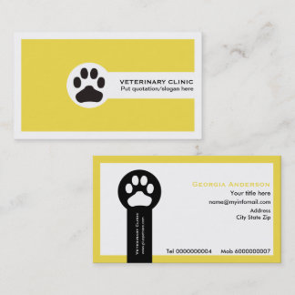 Yellow Vet/Veterinary Clinic minimalist Business Card