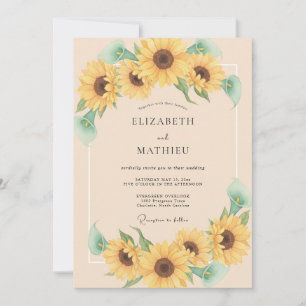 Yellow Vibrant Sunflower Bloom Wedding Invitation