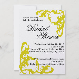 Yellow Victorian Flourish Filigree Bridal Shower Invitation