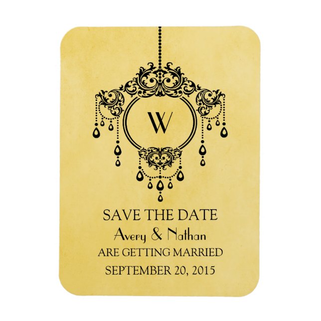 Yellow Vintage Chandelier Save the Date Magnet (Vertical)