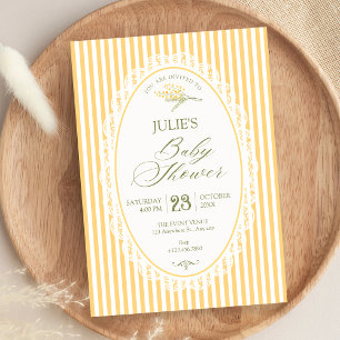Yellow vintage choquette baby shower invitation