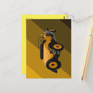 Yellow Vintage Convertible Car, Postcard