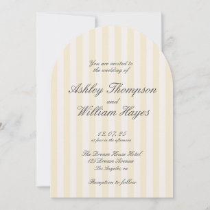Yellow Vintage Elegant Striped Wedding Invitation