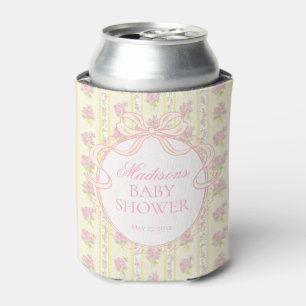 Yellow Vintage Fancy Floral Baby Shower Favour Can Cooler