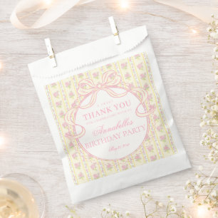 Yellow Vintage Fancy Floral Birthday Party Dessert Favour Bag