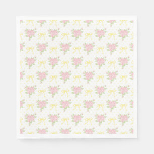 Yellow Vintage Fancy Floral Party Dessert Napkin