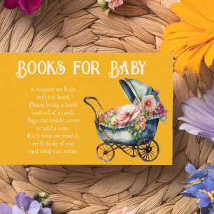 Yellow Vintage Pram Books For Baby Enclosure Card