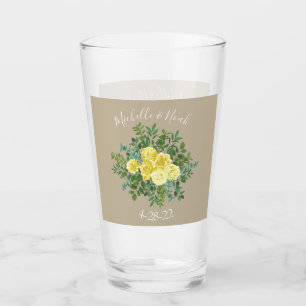 Yellow Vintage Rose Elegant Wedding Glass