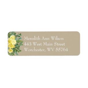 Yellow Vintage Rose Elegant Wedding Return Address Label