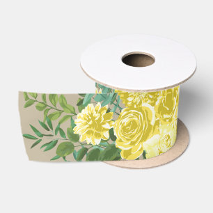 Yellow Vintage Rose Elegant Wedding Satin Ribbon