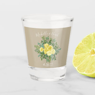 Yellow Vintage Rose Elegant Wedding Shot Glass
