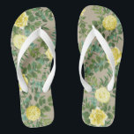 Yellow Vintage Rose Elegant Wedding Thongs<br><div class="desc">Light Yellow Roses on a tan khaki background make for a beautiful vintage floral for your wedding day!  An elegant look for a spring wedding or summer garden event!</div>