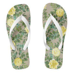 Yellow Vintage Rose Elegant Wedding Thongs