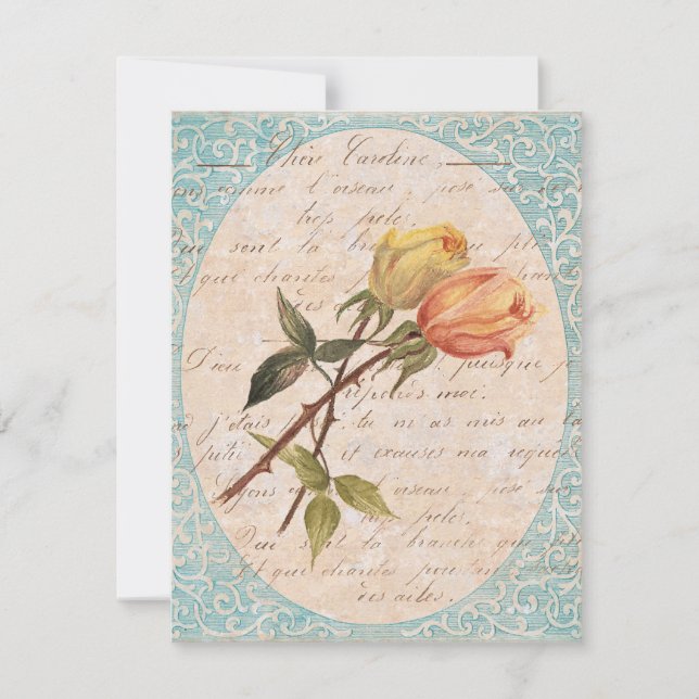 Yellow Vintage Roses Garden Birthday Party Invitation (Front)
