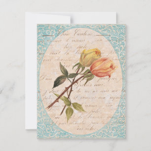 Yellow Vintage Roses Garden Birthday Party Invitation