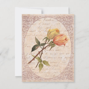 Yellow Vintage Roses Garden Birthday Party Invitation