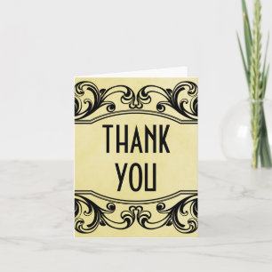 Yellow Vintage Swirls Thank You Card