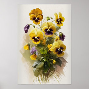 Yellow Violas Flower Art Print Poster