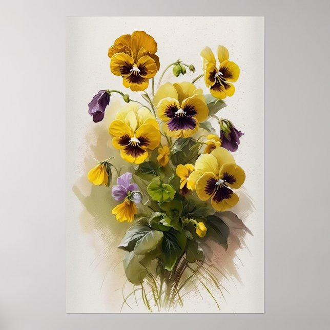 Yellow Violas Flower Art Print Poster (Front)