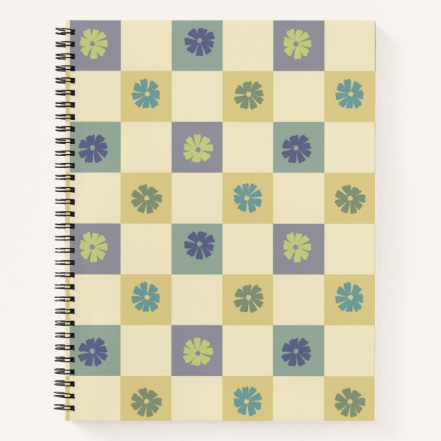 Yellow violet flower checks notebook (Front)