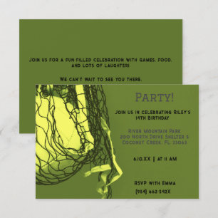 Yellow Volleyball Birthday Invitation