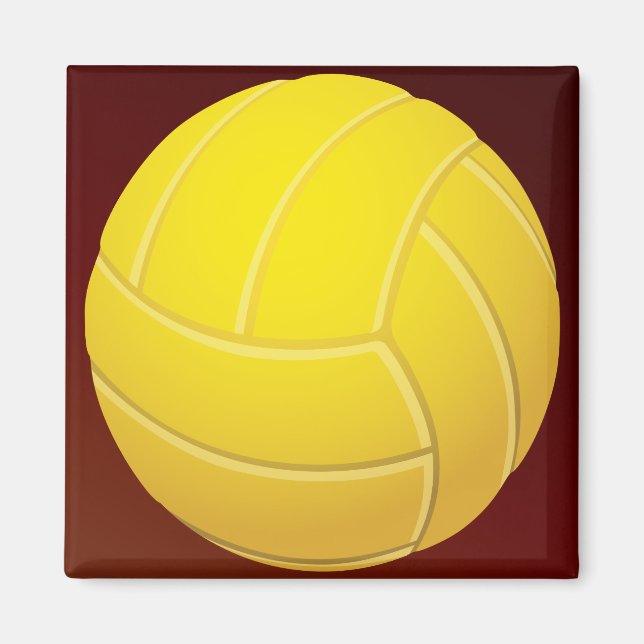 Yellow Volleyball Earthy Red Background Magnet (Front)