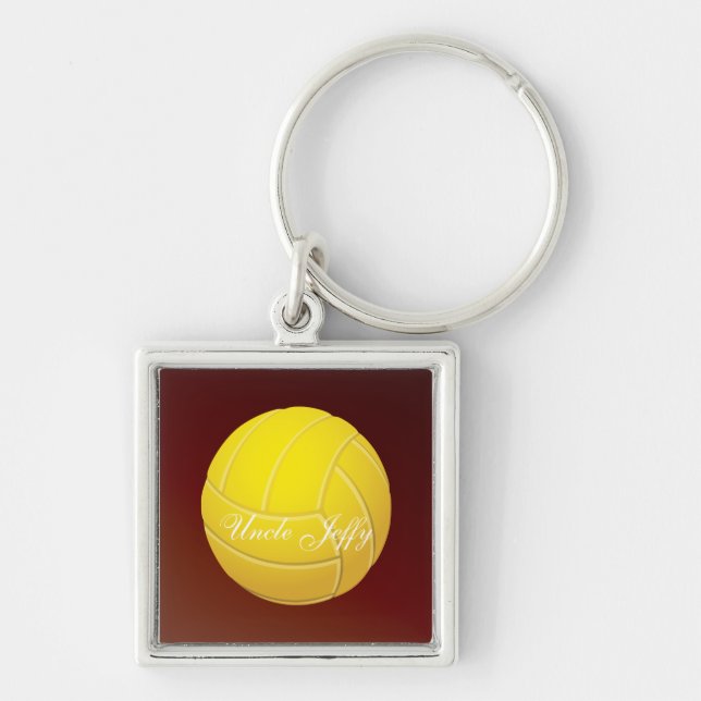Yellow Volleyball Monogram Name Key Ring (Front)