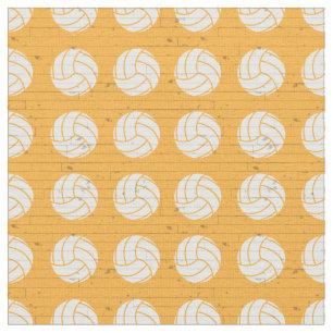 Yellow Volleyball Wood Floor Patterned Fabric