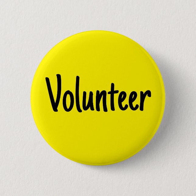Yellow Volunteer 6 Cm Round Badge (Front)