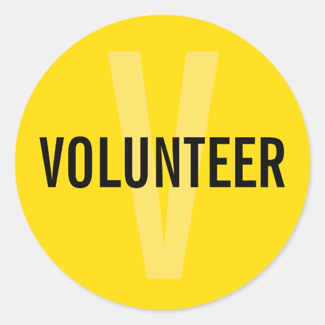 Yellow Volunteer Badge Classic Round Sticker (Front)