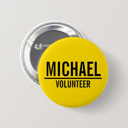 Yellow Volunteer Badge with Custom Name | Zazzle.com.au