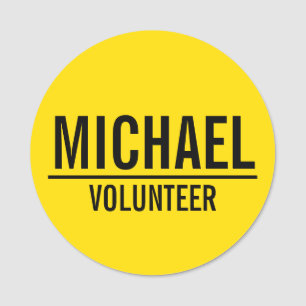 Yellow Volunteer Badge with Custom Name