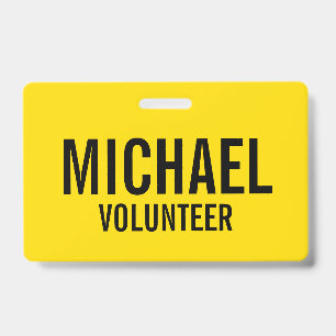 Yellow Volunteer Badge with Custom Name ID Badge