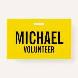 Yellow Volunteer Badge with Custom Name ID Badge