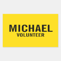 Yellow Volunteer Badge with Custom Name
