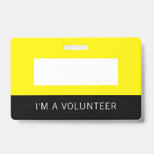 Yellow Volunteer Name Badge ID Badge