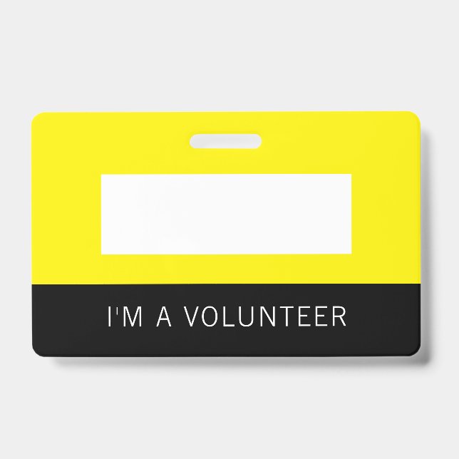 Yellow Volunteer Name Badge ID Badge (Front)