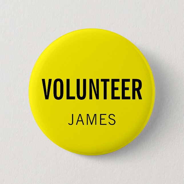 Yellow Volunteer Name Staff Event Button (Front)
