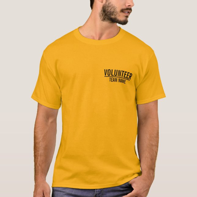 Yellow Volunteer with Custom Team Name T-Shirt (Front)