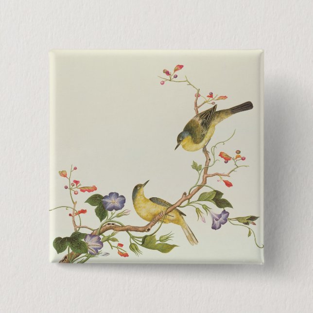 Yellow Wagtail with blue head 15 Cm Square Badge (Front)