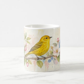 Yellow Warbler Blossom Botanical Art Coffee Mug
