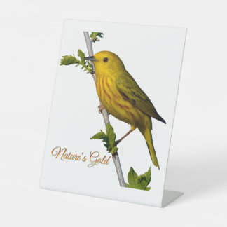 Yellow Warbler “Nature’s Gold” Printed Art Card Pedestal Sign