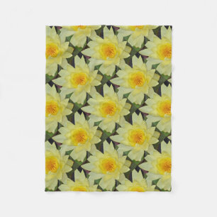 Yellow water lily flower fleece blanket